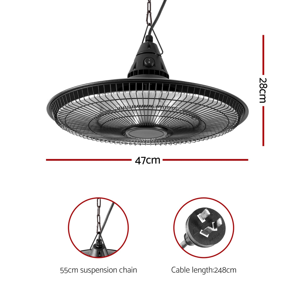 DEVANTI Hanging Electric Patio Heater | 1500W | Outdoor Heating