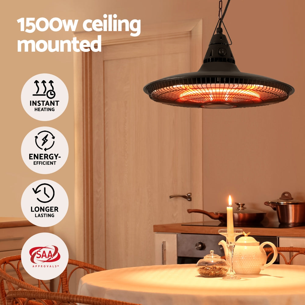 DEVANTI Hanging Electric Patio Heater | 1500W | Outdoor Heating