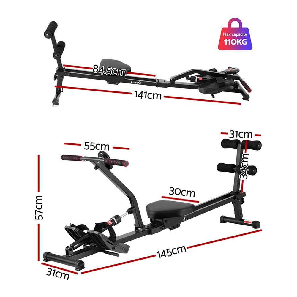 Everfit Hydraulic Rowing Machine | Rower | 12 Levels Resistance | Exercise | Fitness Gym | Cardio