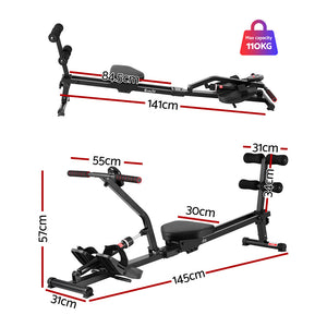 Everfit Hydraulic Rowing Machine | Rower | 12 Levels Resistance | Exercise | Fitness Gym | Cardio
