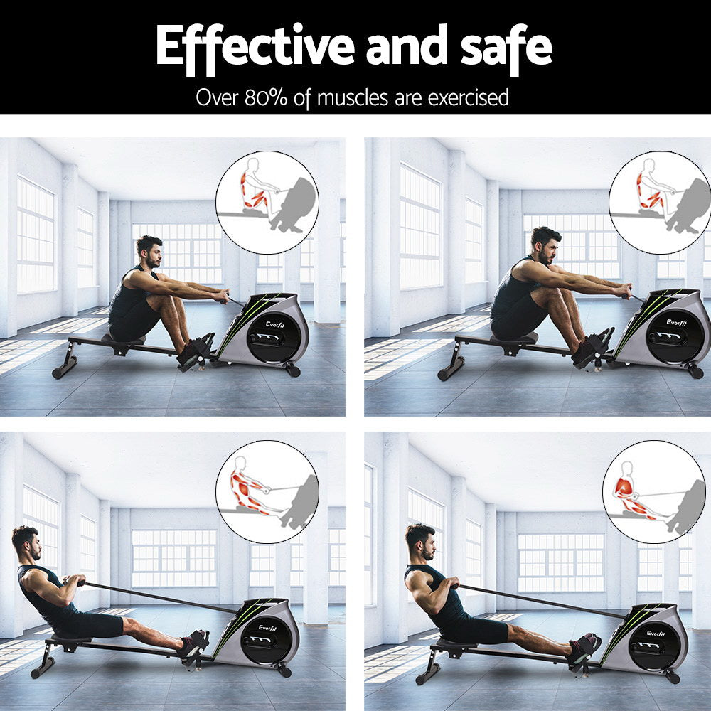 Everfit Rowing Machine | Rower | Elastic Rope Resistance | Fitness | Home Cardio | Silver