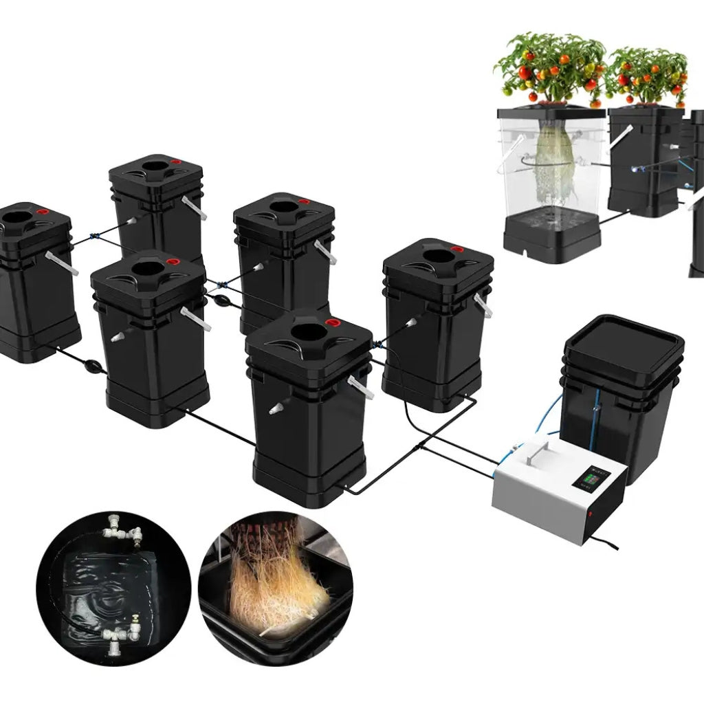 Recirculating 5 Gallon Aeroponic Bucket System | 12 Pot | Smart Indoor Hydro Grow Kit