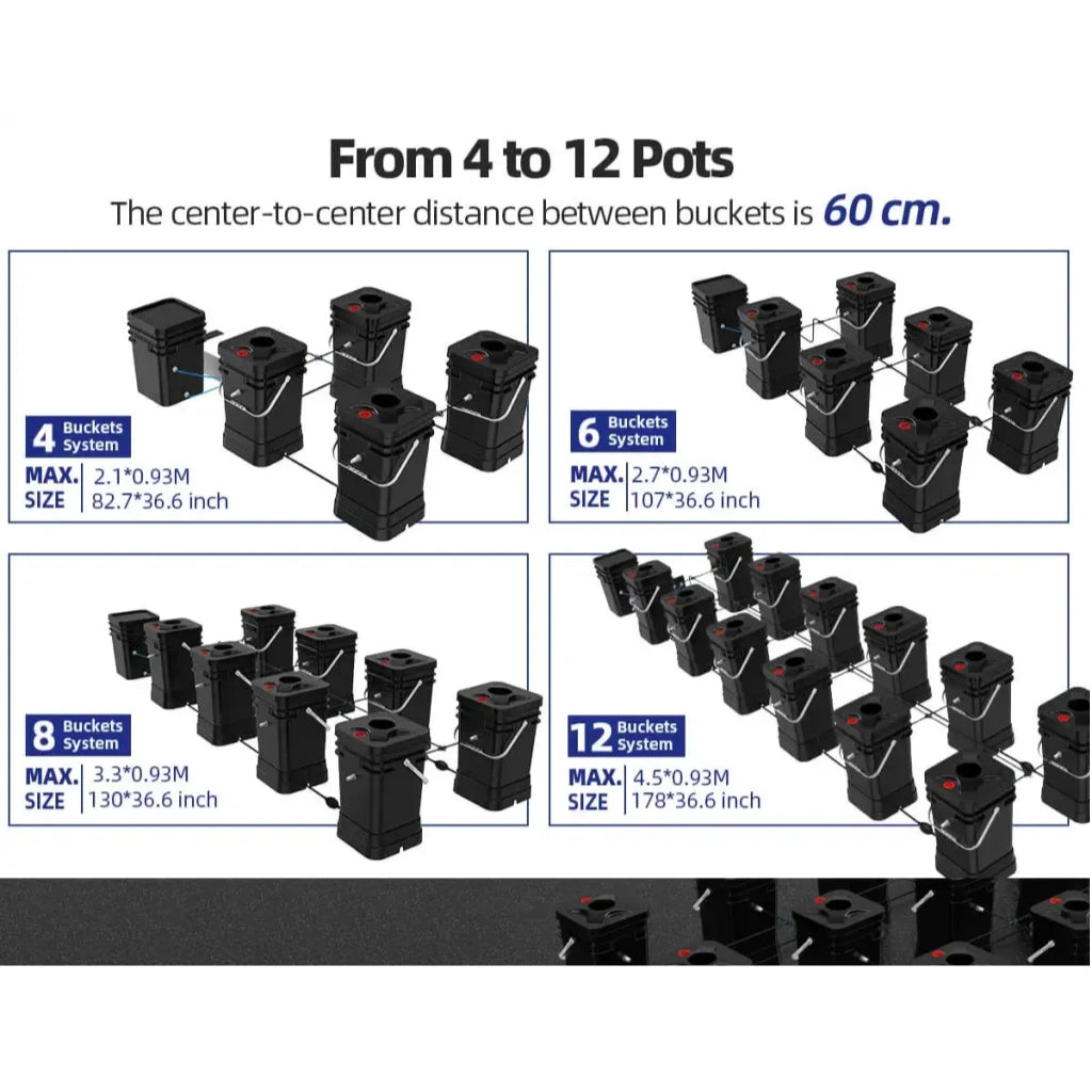 Recirculating 5 Gallon Aeroponic Bucket System | 12 Pot | Smart Indoor Hydro Grow Kit
