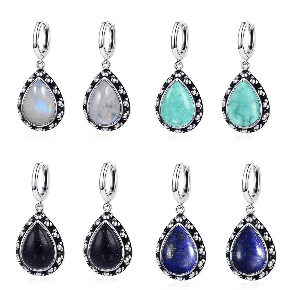 Natural Stone Bohemian Drop Earrings | Kyanite & Moonstone | Assorted Designs