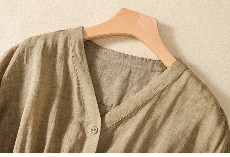 Beautiful Women's V-Neck Cotton Blouse | Various Colours | Size M-2XL