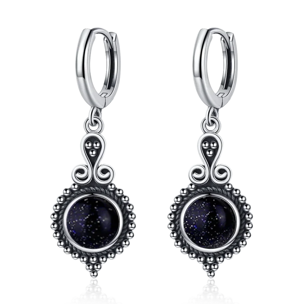Elegant Hippie Amethyst Drop Earrings | 925 Silver