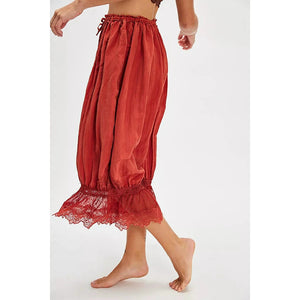 Boho Lace Patchwork Bloomers | High Waist Drawstring Cropped Lantern Pants (S–L, 7 Colours)