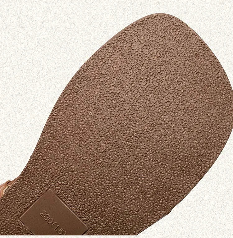 Women's Genuine Leather Platform Flats | Weave Mary Jane Sandals | Luxury Summer Slippers | Beige, Orange & Green | Sizes 35-40