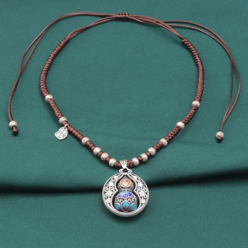 Bohemian Styled 925 Sterling Silver With Gourd Fish Pendant Necklace