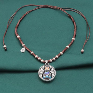 Bohemian Styled 925 Sterling Silver With Gourd Fish Pendant Necklace