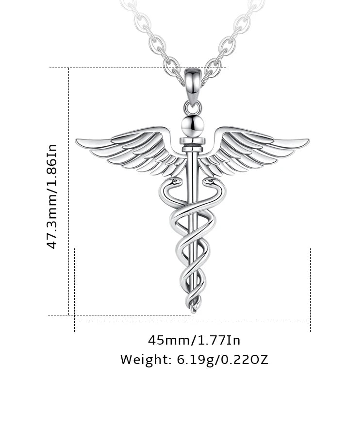 Caduceus Necklace With Chakra Crystals | 925 Silver