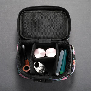 Women's Smell Proof Bag | Flower Print Odor-Proof Stash Box | Travel Storage Case with Combination Lock