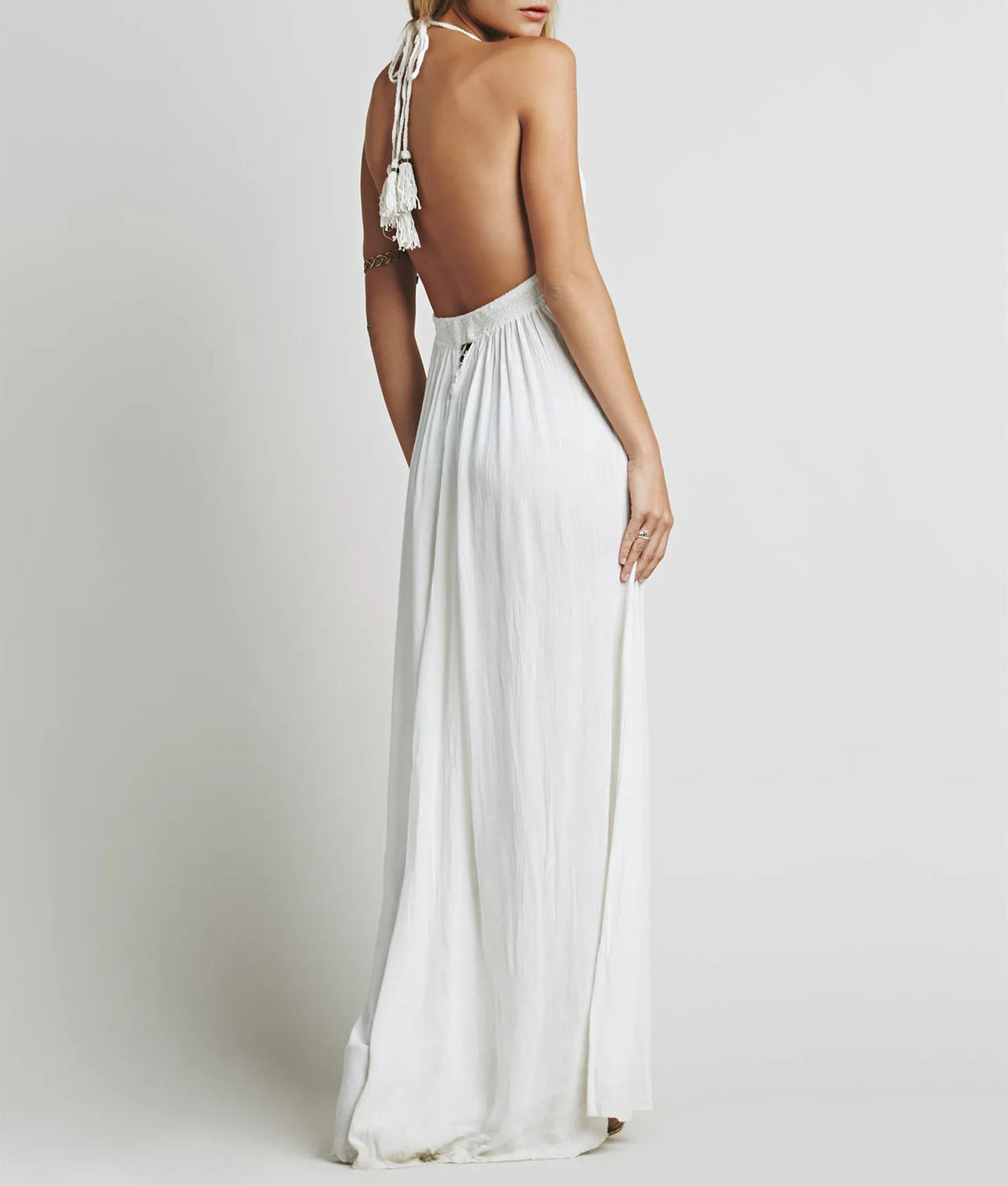 Boho Beach Sundress | V Neck Backless Maxi Dress | Cotton Holiday Dress for Women | 4 Colour Options