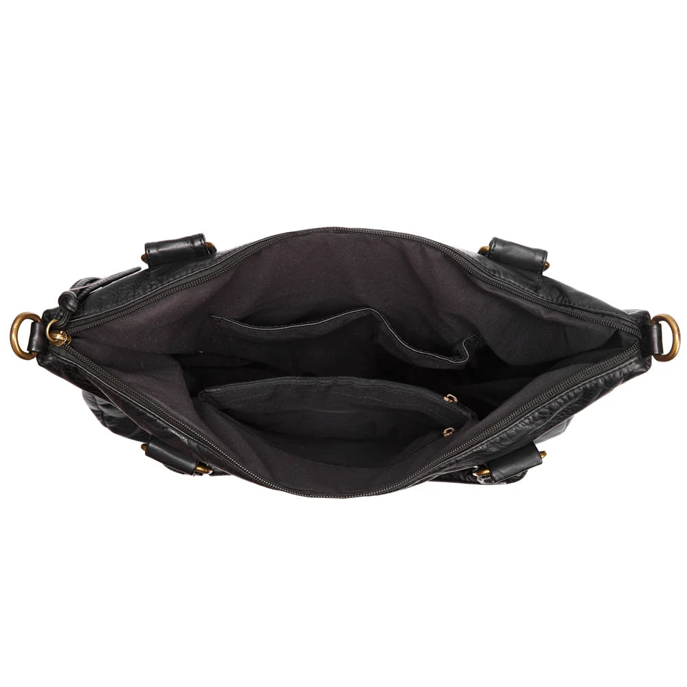 Leather Bag With Large Capacity | Available In Black, Blue, Purple, Green & Wine