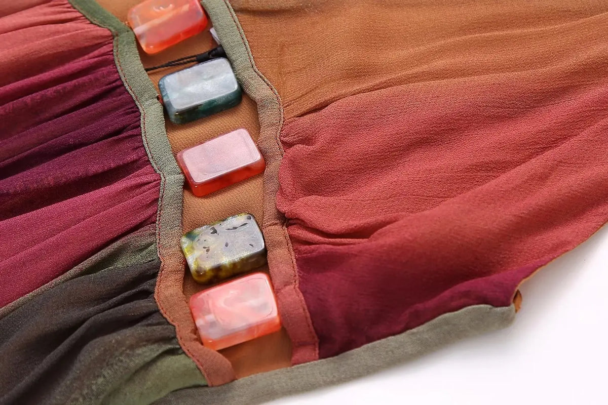 Elegant Hippie Long V-Neck Dress | Sizes XS-L