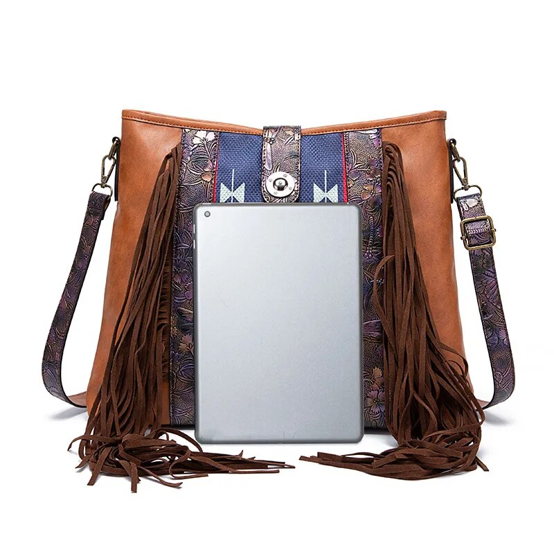 Cool Festival Hippie Bag With Boho Tassels