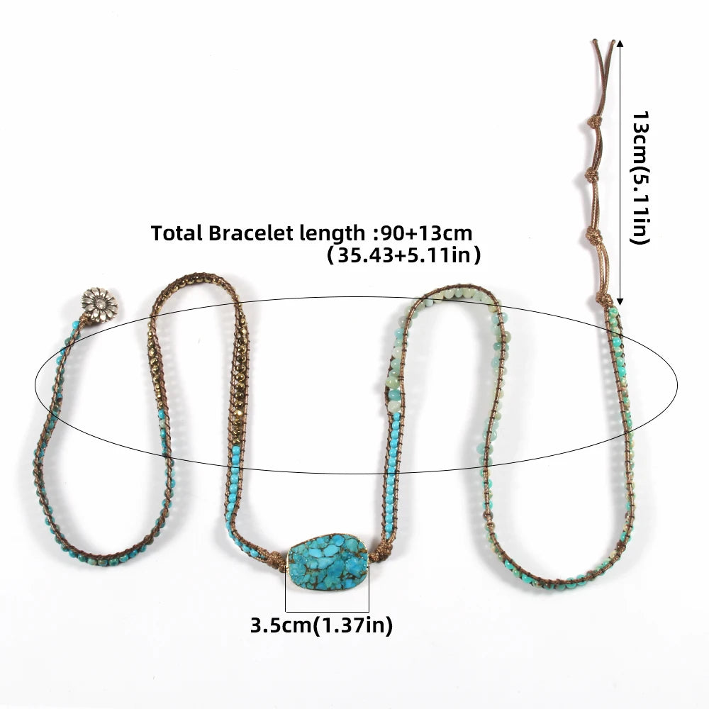 Handmade Turquoise Designer Boho Bracelet | 5 Strand