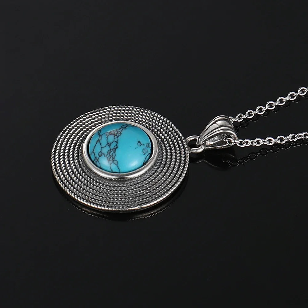 Turquoise Boho Goddess Pendant Necklace | 925 Silver