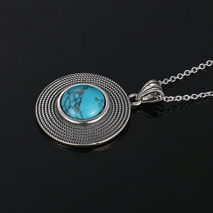Turquoise Boho Goddess Pendant Necklace | 925 Silver