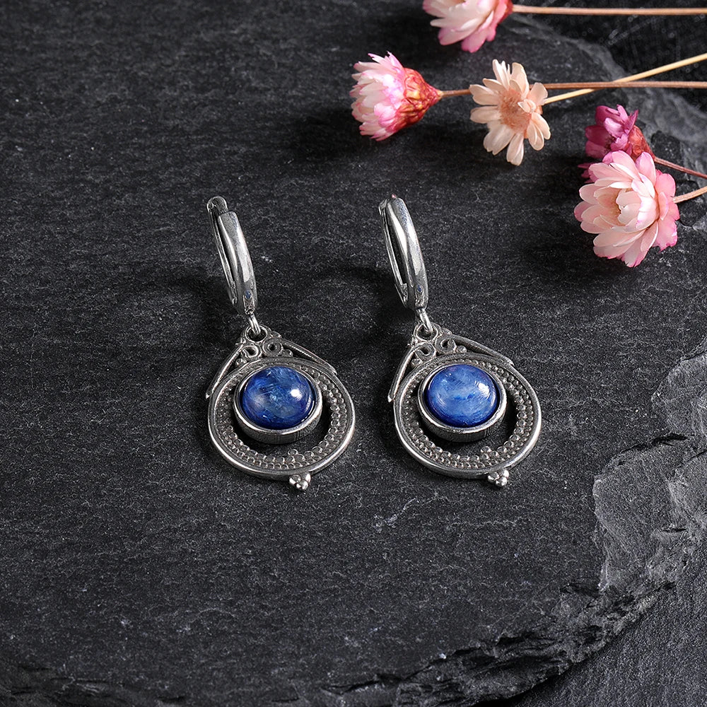 Natural High Quality Hooped Kyanite Bohemian Earrings