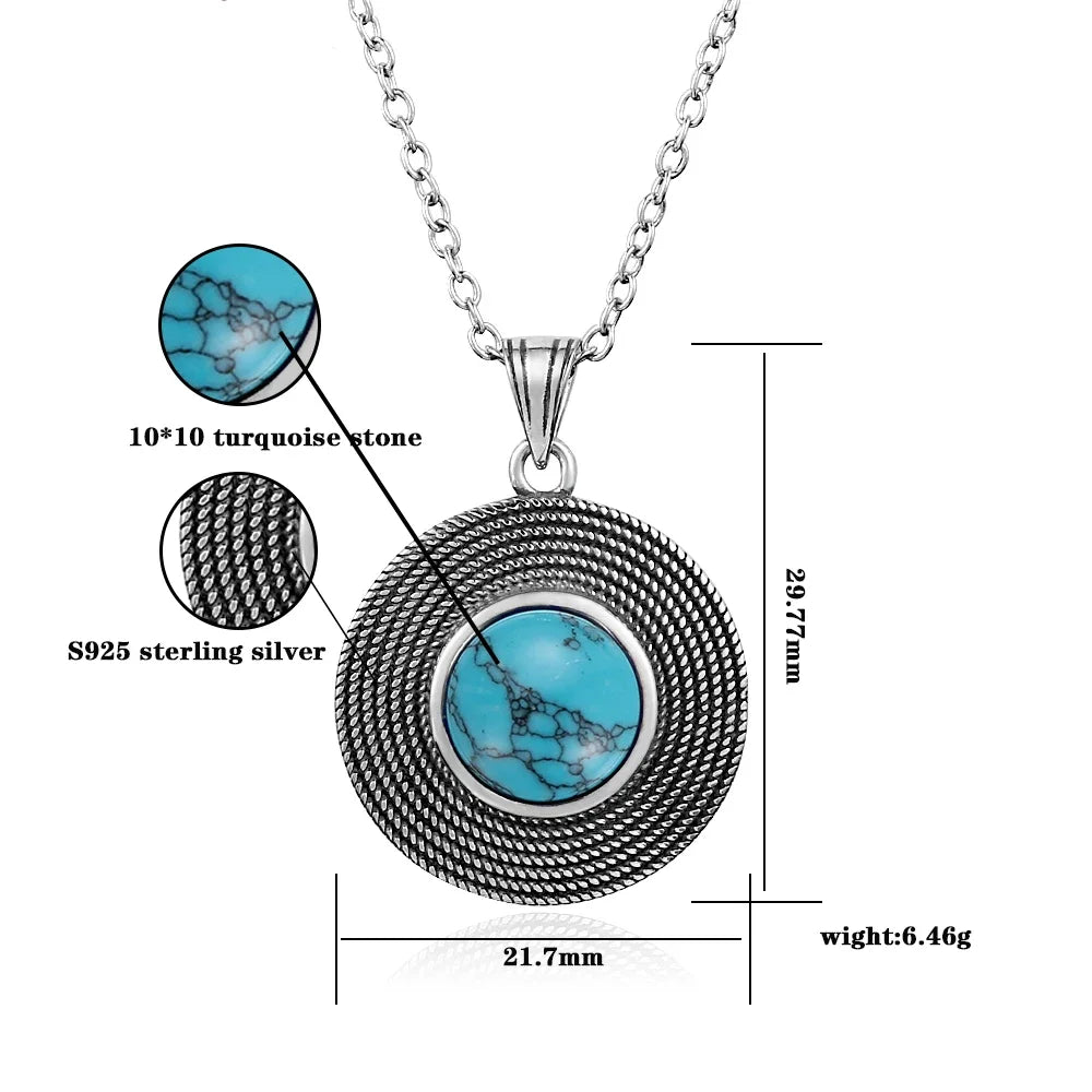 Turquoise Boho Goddess Pendant Necklace | 925 Silver