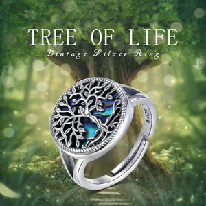 Tree Of Life Finger Ring With Abalone Shell Backing | 925 Silver