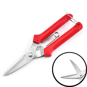 Small Red Straight Head Garden Pruning Shears / Snips | 190mm | Stainless Steel