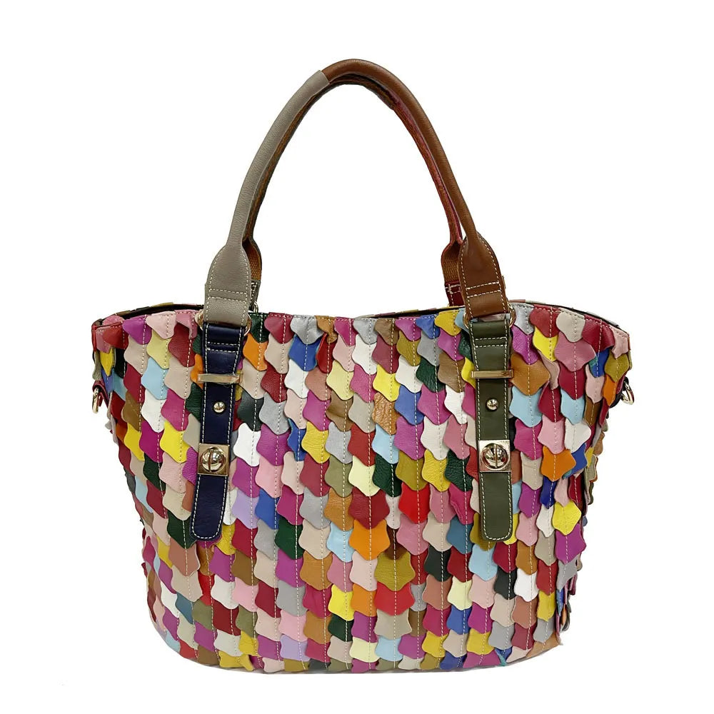 Multicolour Hippie Patchwork Leather Hand Bag