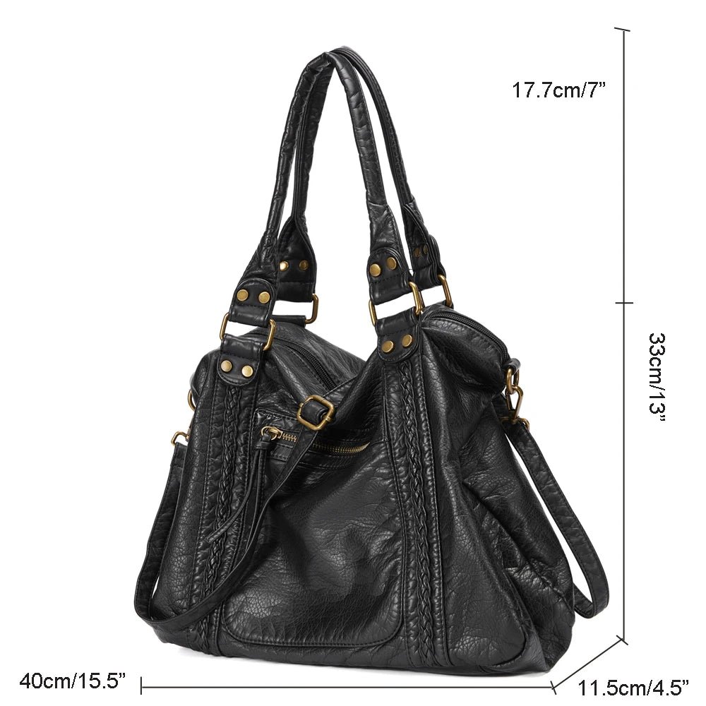 Leather Bag With Large Capacity | Available In Black, Blue, Purple, Green & Wine