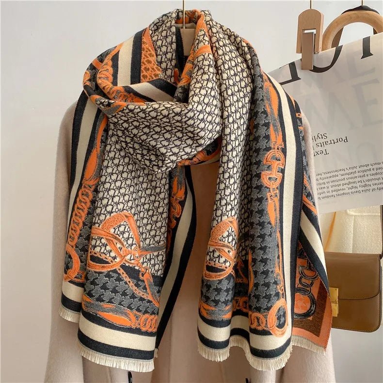 Bohemian Hippie Double - Sided Jacquard Shawl | Imitation Cashmere Scarf | 180x65cm | Lightweight Warm Wrapsc