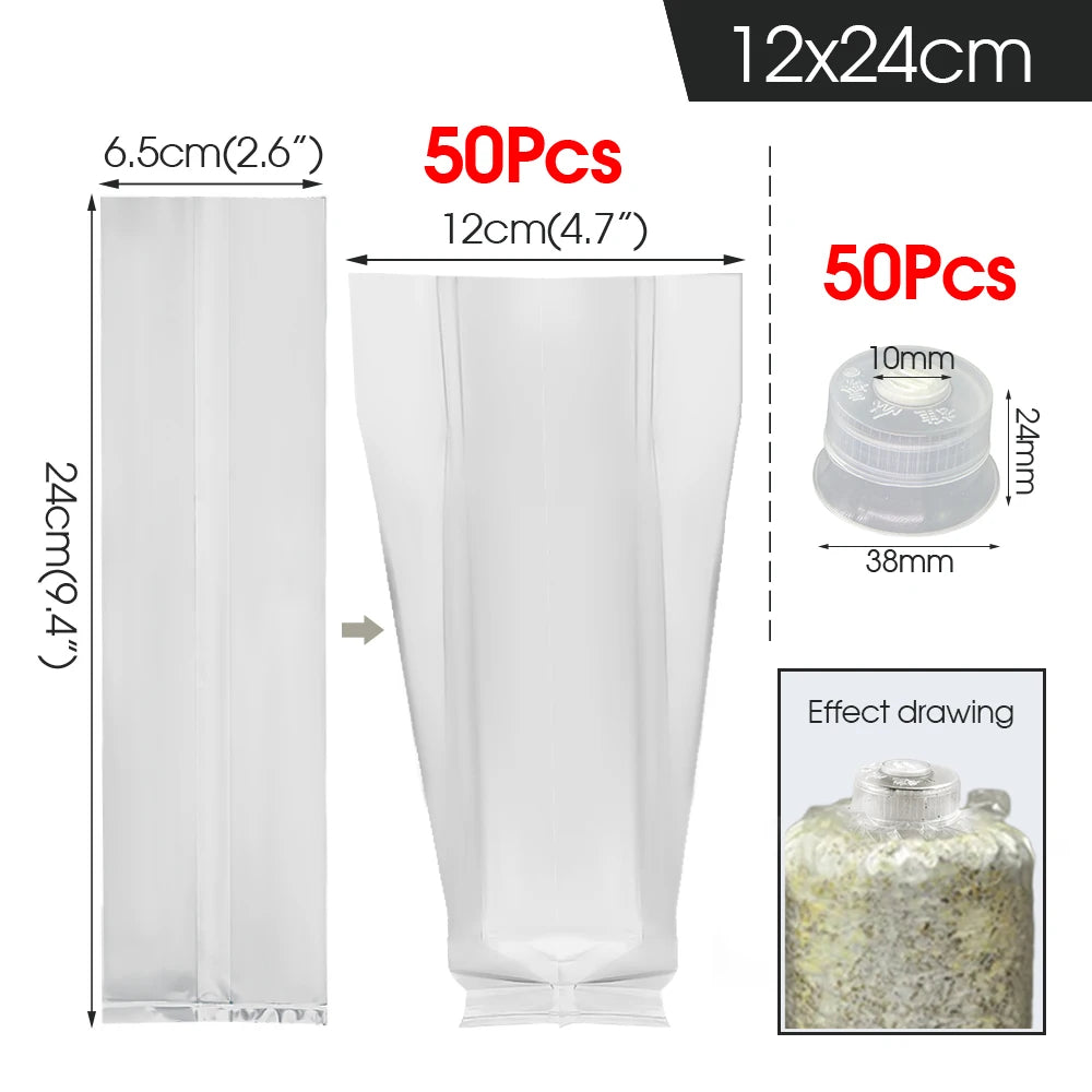 Polypropylene Mushroom Grow Bags | Autoclavable Cultivation Bags for Spawn & Substrate | Multiple Sizes & Pack Options