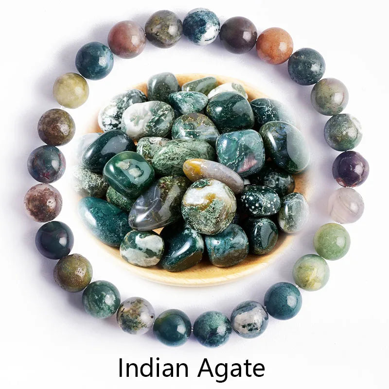 Genuine Natural Stone Bracelet Man Natural Flower Green Gemstone Beads Jewelry for Women Bohemia Style Elastic Bangle Wholesale