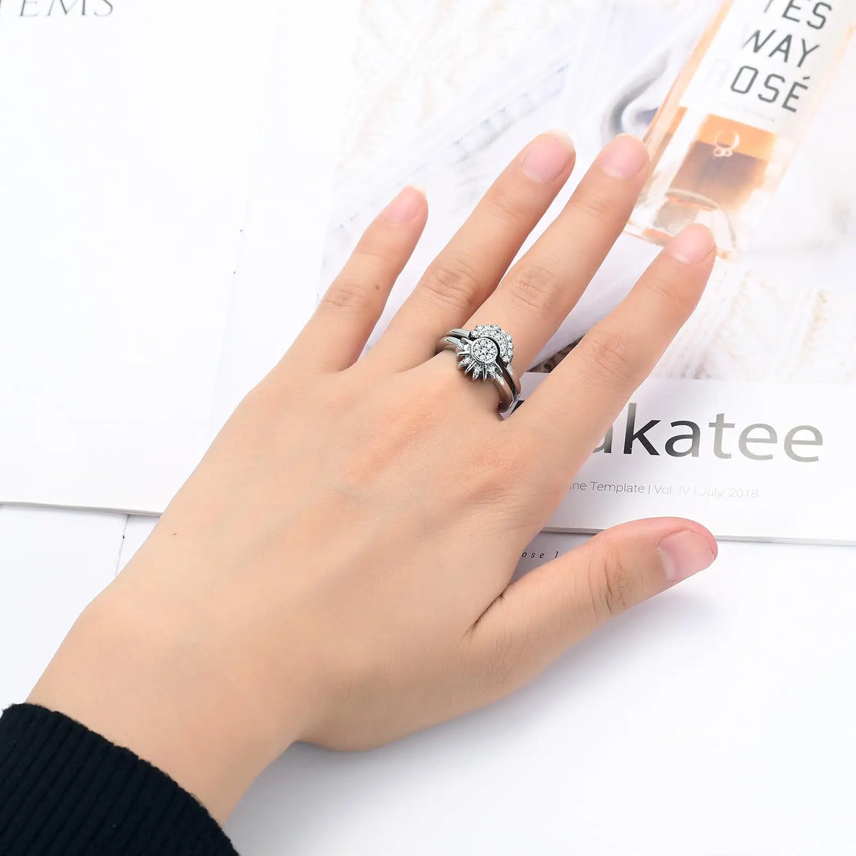 Cremation Urn Finger Ring Set | Sun & Moon Design | Various Colours