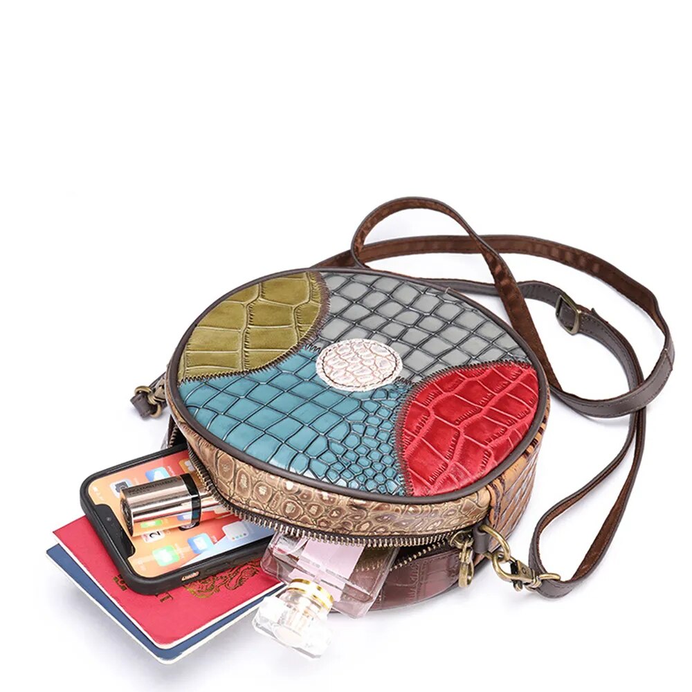 Genuine Cow Leather Cicular Festival Bag