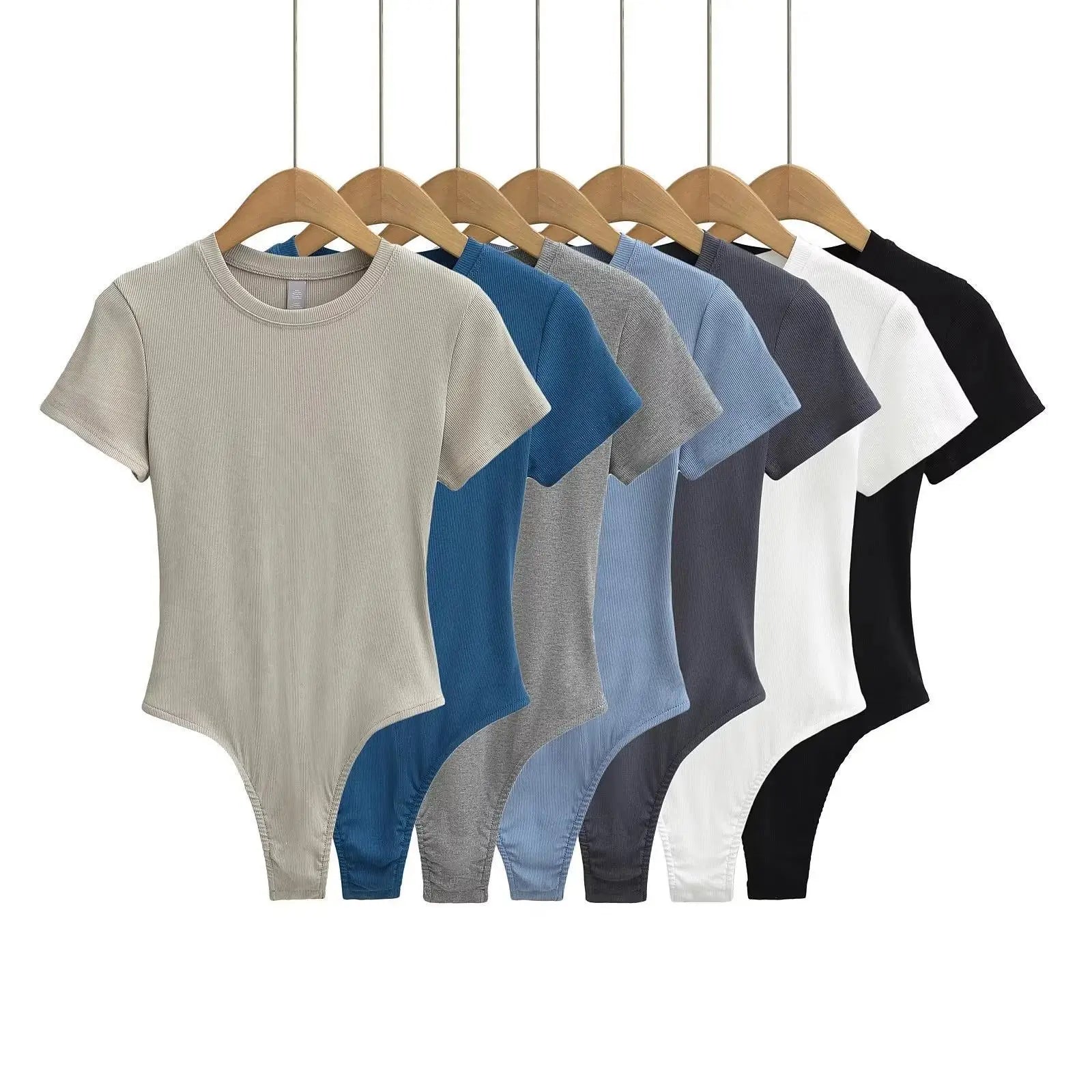 Bohemian Hippie Women's Summer Short Sleeve Knit Bodysuit | Stretchable Slim Fit | Casual Basic O - Neck Jumpsuit | S - L | 10+ Colourstop