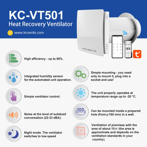 Single Room Heat Recovery Ventilation Unit | ecentralised Air Recuperator with App Control