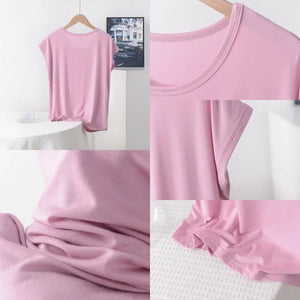 Plus Size Boho Casual Modal Tee | Lightweight O-Neck Solid Colour Summer T-Shirt (XL to 8XL)