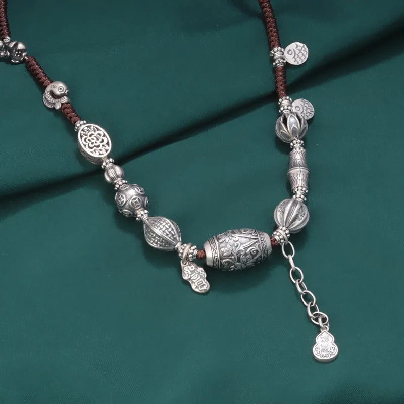 Elegant Bucket Shaped 925 Silver Necklace | Gourd Bamboo