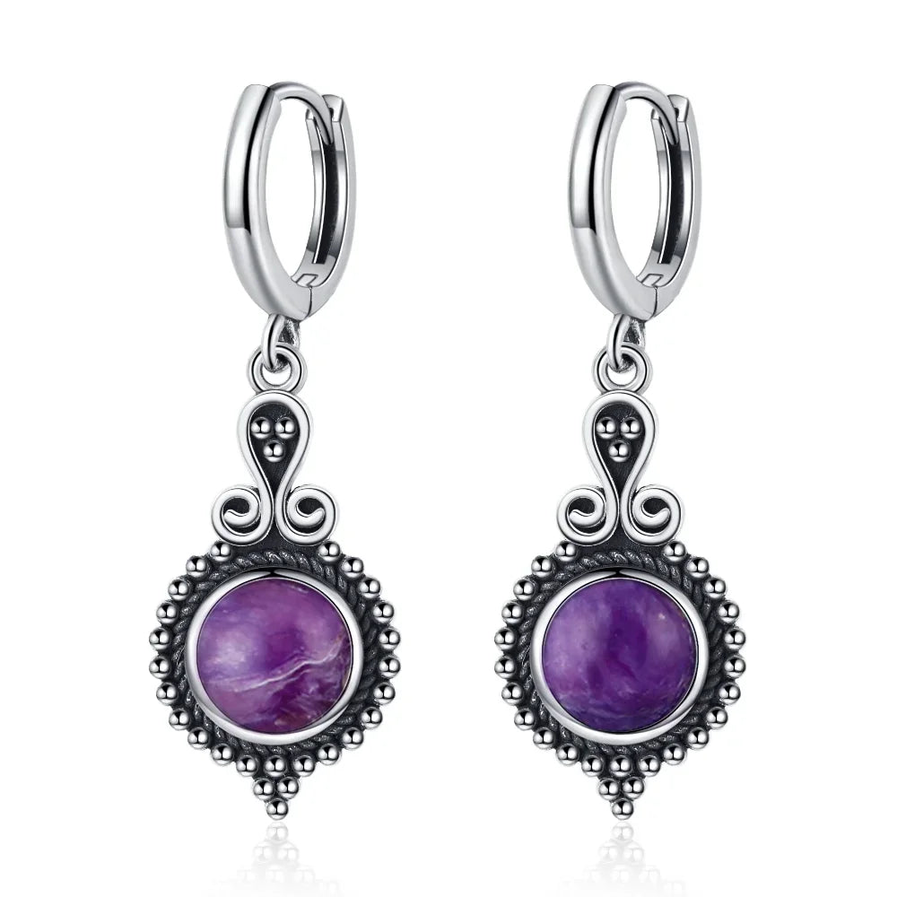 Natural Stone Bohemian Drop Earrings | Kyanite & Moonstone | Assorted Designs