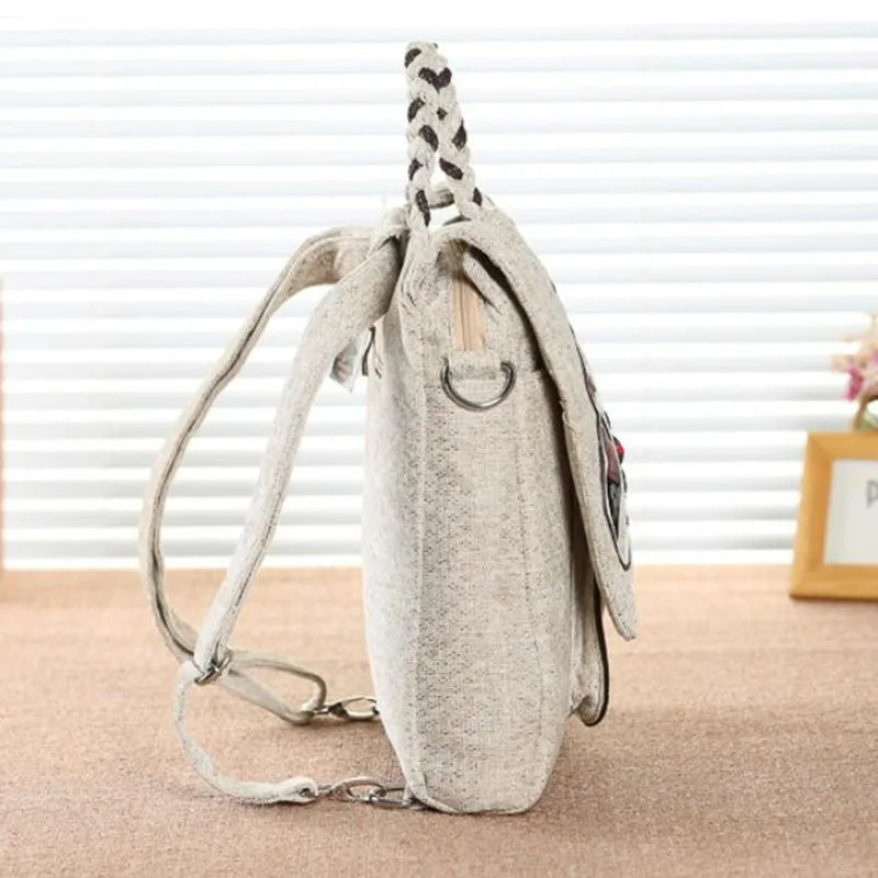 Cool Retro Styled Messenger Bag | Cotton + Linen