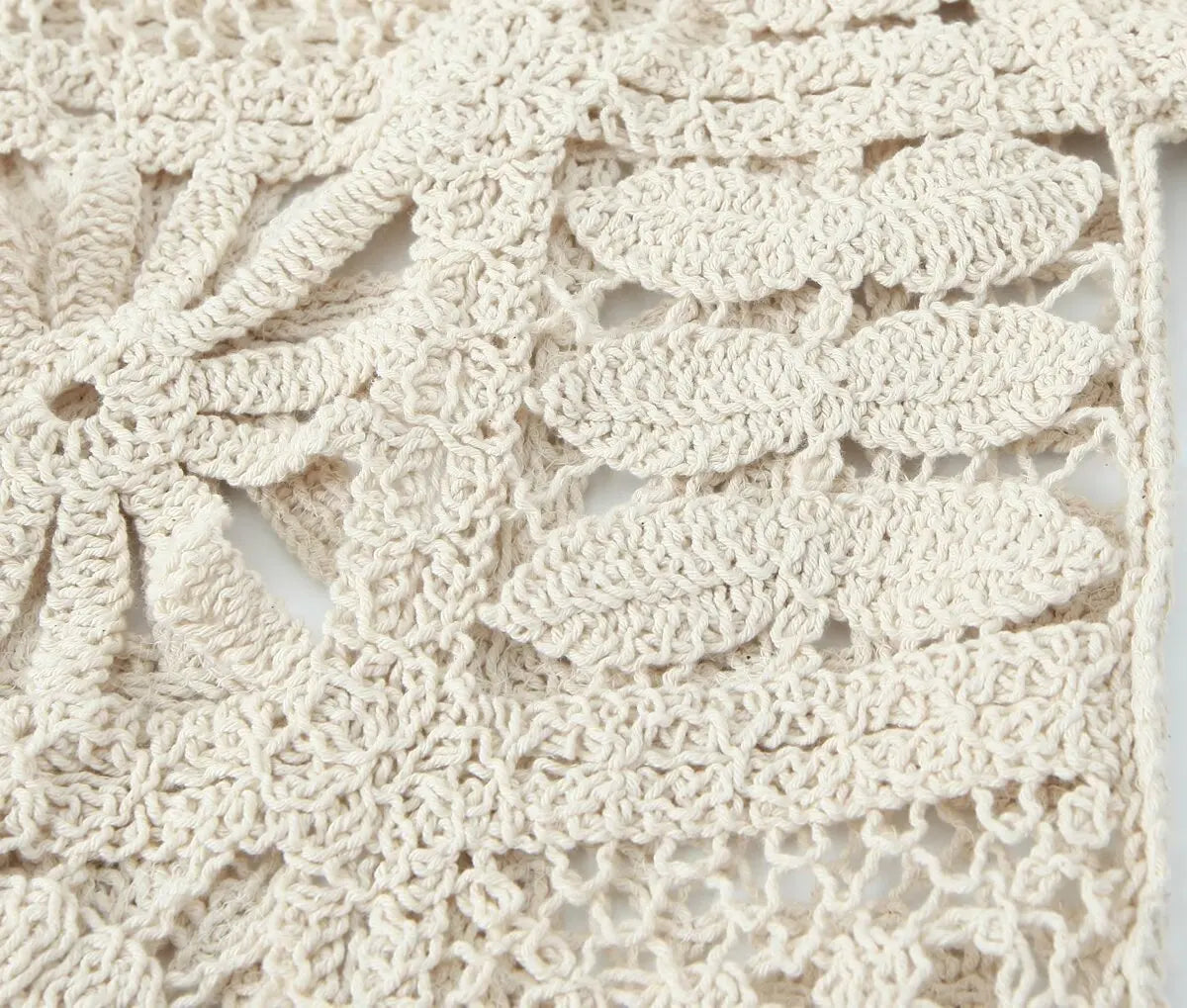 Bohemian Hippie Two-Piece Set | Crochet Cotton V-Neck Top & Pants | Hollow Out High Waist Outfit | One Size