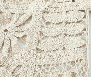 Bohemian Hippie Two-Piece Set | Crochet Cotton V-Neck Top & Pants | Hollow Out High Waist Outfit | One Size