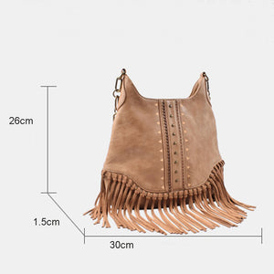 High Quality Leather Bohemian Tote Bag With Tassels | Black + Brown Options