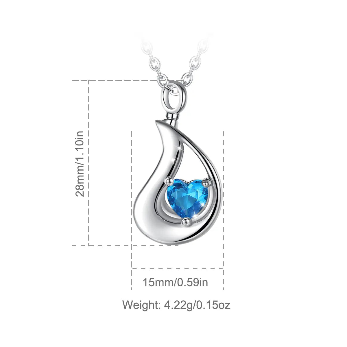 Water Droplet Cremation Ashes Urn Pendant Necklace | 925 Sterling Silver