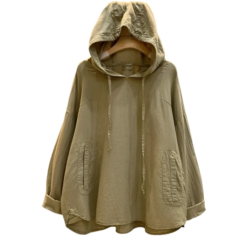 Women's Hooded Long Sleeved Cotton Top | Various Colours | Free Size