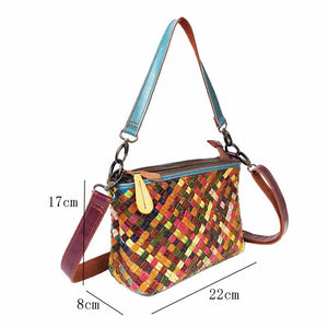 Women's Striped Leather Patchwork Hand Bag / Crossbody Bag