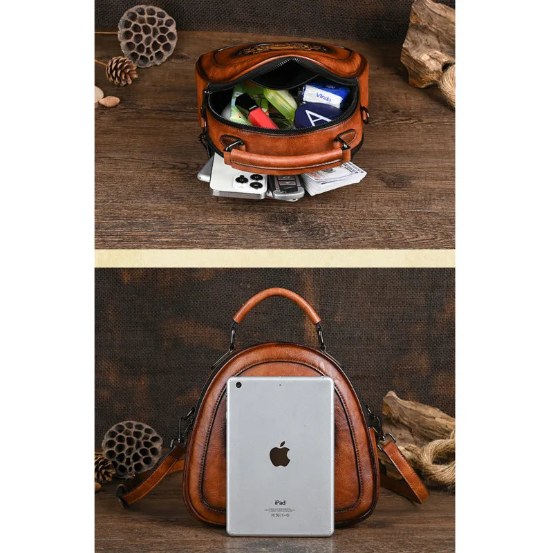 Embossed Leather Bags With Bohemian Design | Various Colours