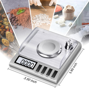 High Precision Digital Milligram Scale | 50g x 0.001g | Calibration Weights, Scoop & Tweezers Included