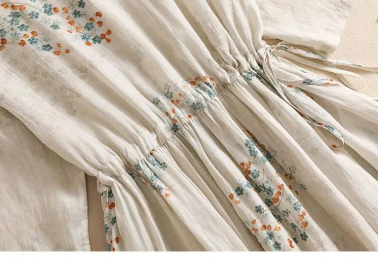 Bohemian Hippie Women's Long Beach Dress | Vintage Floral Print | Elastic Waist | V - Neck Casual Summer Robe | S - 2XL
