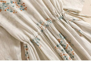 Bohemian Hippie Women's Long Beach Dress | Vintage Floral Print | Elastic Waist | V - Neck Casual Summer Robe | S - 2XL